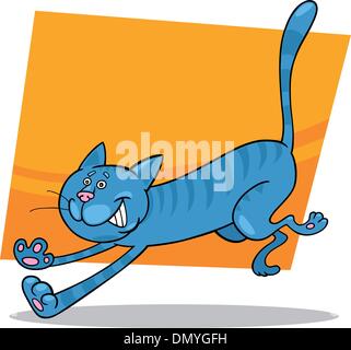 running blue tabby cat Stock Vector