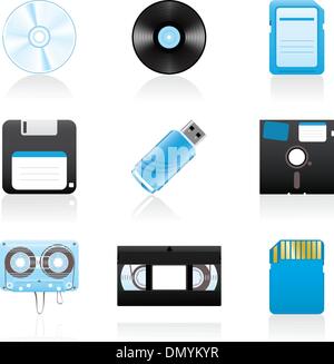 Icon set Storage media Stock Vector