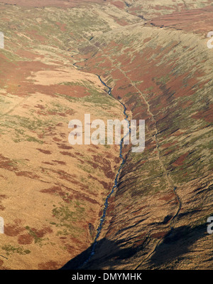 aerial view of a river valley in the Pennines Stock Photo