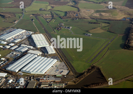 aerial view of Sherburn Airfield in Yorkshire Stock Photo