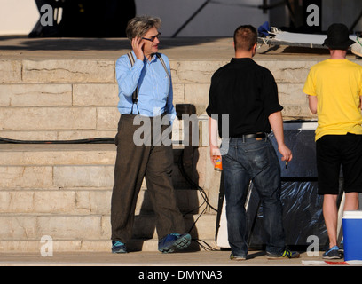 The cinema director Wim Wenders on a shoot in Mallorca, Spain. Stock Photo