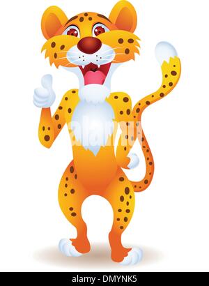 Cheetah cartoon with thumb up Stock Vector