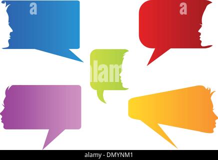 speech bubbles with faces, vector Stock Vector