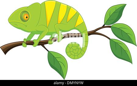 Funny Chameleon Lizard Character For Kid Coloring Book Reptile With Curved Tail Sitting On Branch Of Jungle Tree Isolated Vector Illustration On Stock Vector Image Art Alamy