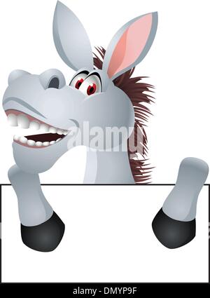 donkey cartoon with blank sign Stock Vector