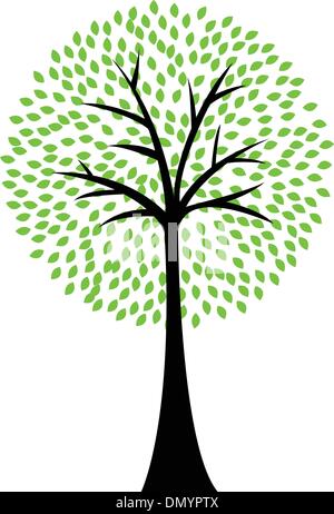 Art tree silhouette isolated on white background Stock Vector