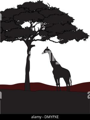 Illustration of African scene with giraffe Stock Vector Image & Art - Alamy