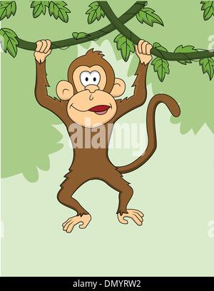 Monkey cartoon hanging Stock Vector