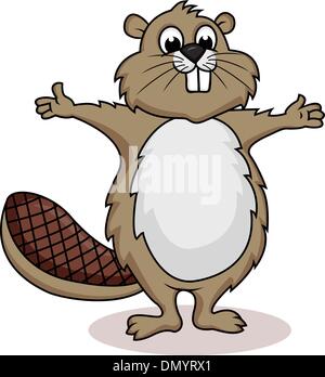 Beaver cartoon showing Stock Vector