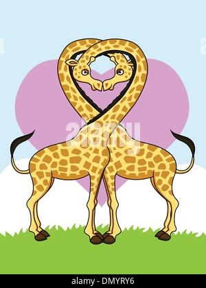 Two funny giraffes in love Stock Vector