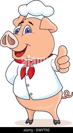 Pig chef thumb up Stock Vector