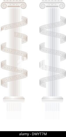 Ionic Column with Greek key pattern Stock Vector