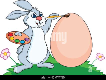 Easter rabbit painting egg Stock Vector