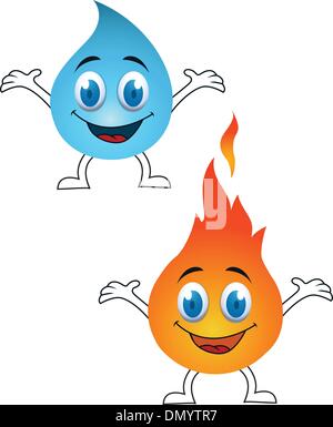 Water and fire cartoon Stock Vector