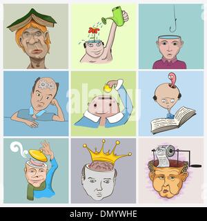 Cartoon People Concept Caricatures Set Stock Vector