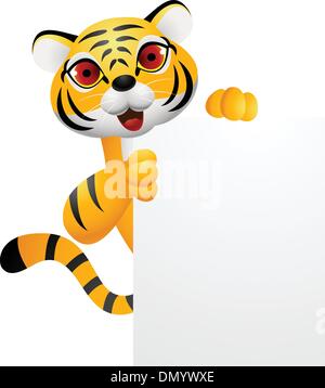 Tiger cartoon with blank sign Stock Vector Image & Art - Alamy