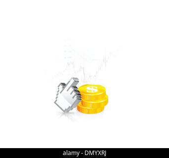 A cursor with the coins Stock Vector