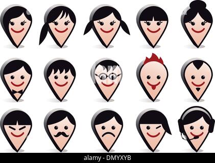 avatar heads, vector faces icon set Stock Vector