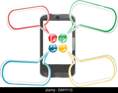 Smart phone with text message bubbles and keyboards vector template ...
