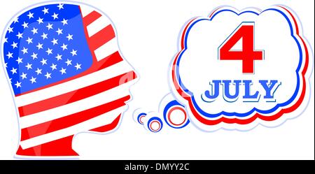 USA flag man with speech bubbles - independence day Stock Vector