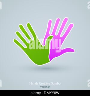 Colorful hands creative art design of abstract conceptual icon Stock Vector