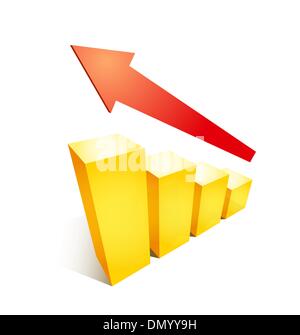Business success growth graph chart illustration with arrow and Stock Vector