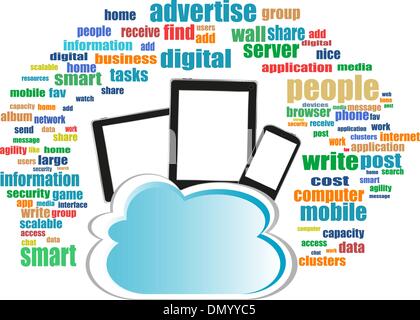 Cloud computing on digital tablet pc and modern smart phone Stock Vector