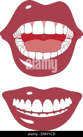 red mouth smiling, vector Stock Vector