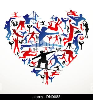 Sports silhouettes heart Stock Vector