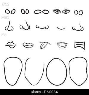 Cartoon Face Parts Stock Vector