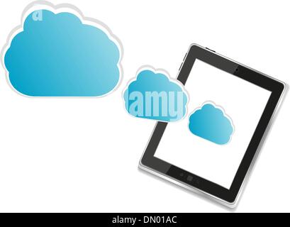 Cloud-computing connection on the digital tablet pc Stock Vector