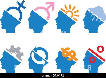 head icon set, vector Stock Vector