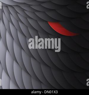 Black circles with one bright red. Abstract background, vector, Stock Vector