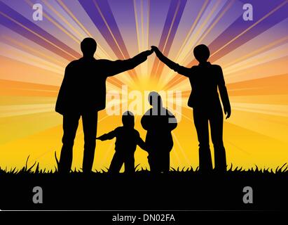 illustration with family silhouettes Stock Vector