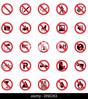 forbidden symbols collection Stock Vector