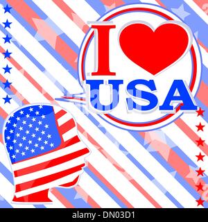 USA flag man with speech bubbles - i love usa Stock Vector