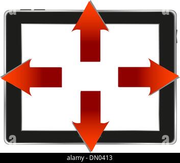 tablet pc and business red arrows Stock Vector