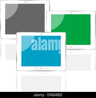different colored vertical tablet pc set with screen Stock Vector