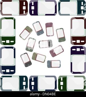 smart phones set on white background Stock Vector