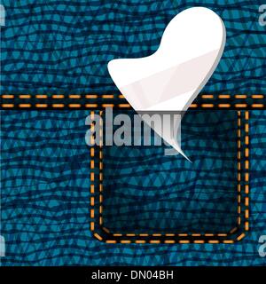 denim jeans background with white heart Stock Vector