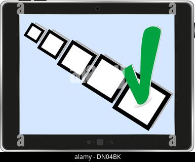 tablet pc with check box on white background Stock Vector