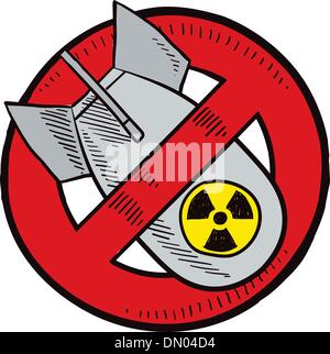 No nuclear weapons sketch Stock Vector