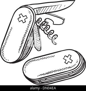 Folding knife vector sketch Stock Vector