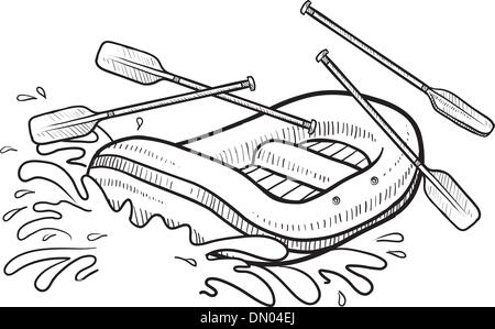 Whitewater rafting vector sketch Stock Vector