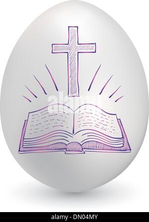 Cross and bible easter egg vector Stock Vector