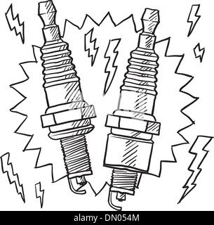 Spark plug vector sketch Stock Vector