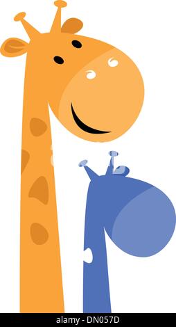 Colorful giraffe family isolated on white Stock Vector