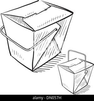 Chinese take out boxes vector sketch Stock Vector
