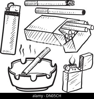 Cigarette smoking objects vector set Stock Vector