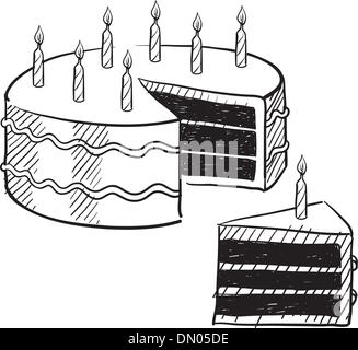 Birthday cake vector sketch Stock Vector